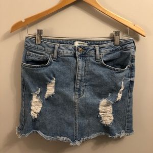 Forever 21 Ripped Jean Skirt